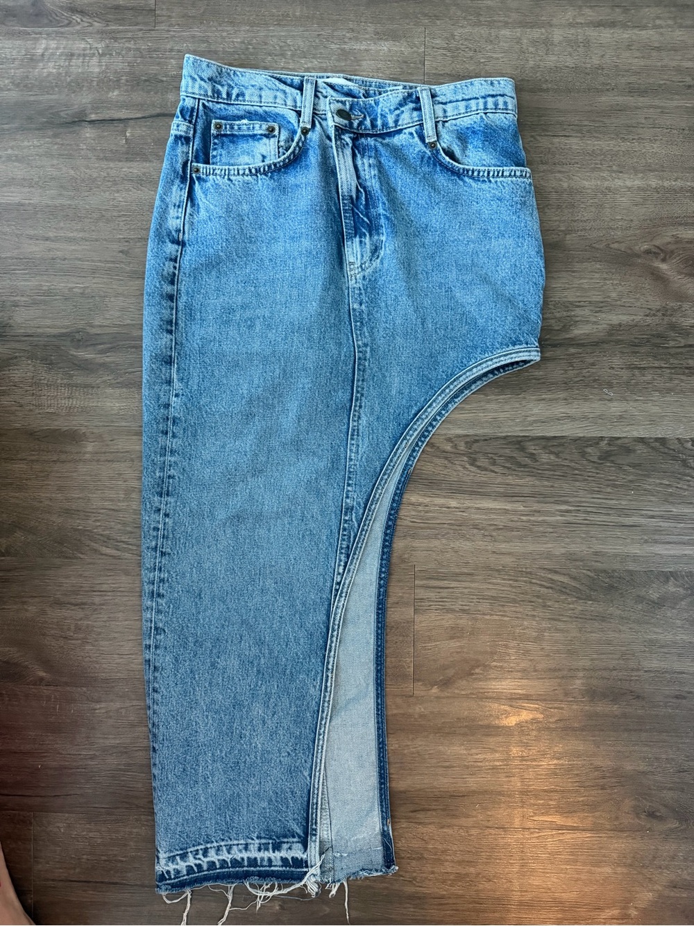 Zara Light Blue Asymmetric Jean skirt